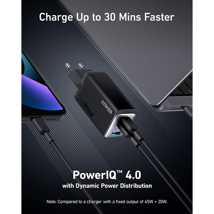 Chargeur mural Anker 735 GaNPrime/ 1xUSB-A/ 2xUSB Type-C/ 65W