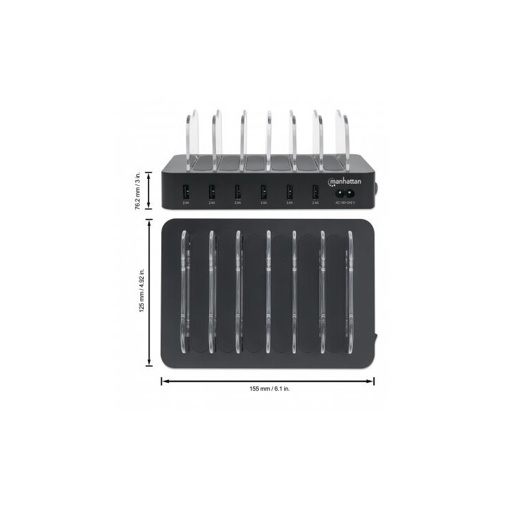 Manhattan 102254 organizador para estación de carga Negro