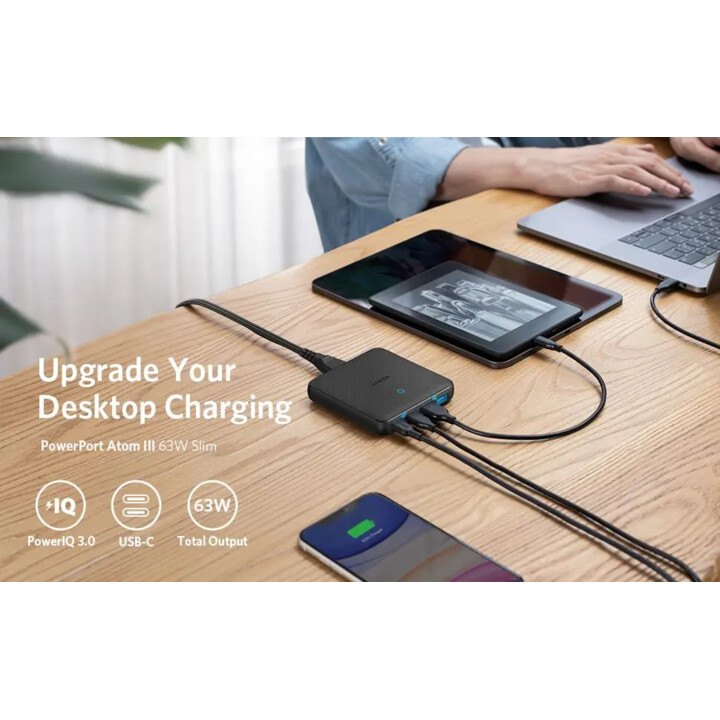 Anker 543 Powerport Atom III Universal Black Fast Charging Indoor