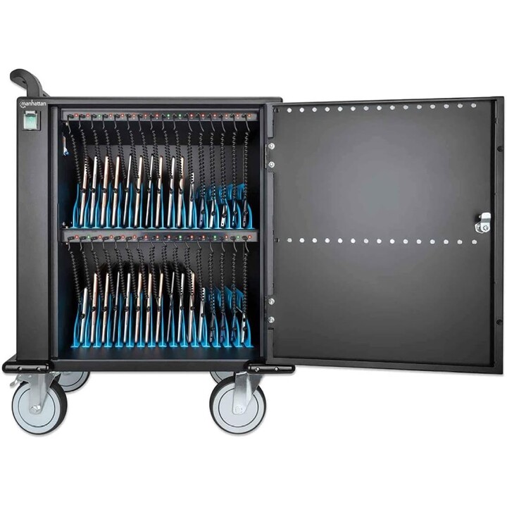 Manhattan 716000 carrito y armario de dispositivo portátil Carro de gestión y carga para dispositivos portátiles Negro