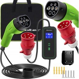 Qoltec 52471 Cargador de móvil para EV 2 en 1 tipo2 | 7kW | 230V | CEE 5 PINES