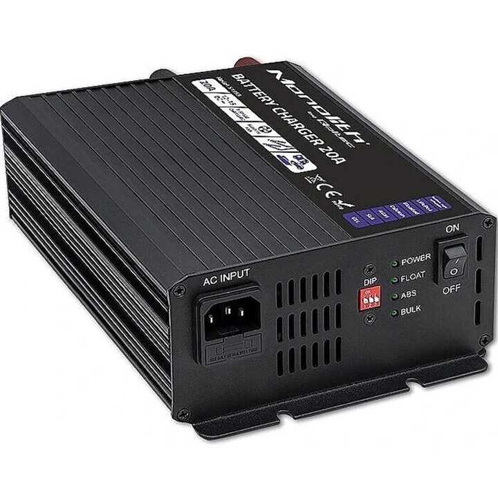 Qoltec Monolith Smart Battery Charger for LiFePO4 AGM GEL SLA Batteries | 20A | 12V