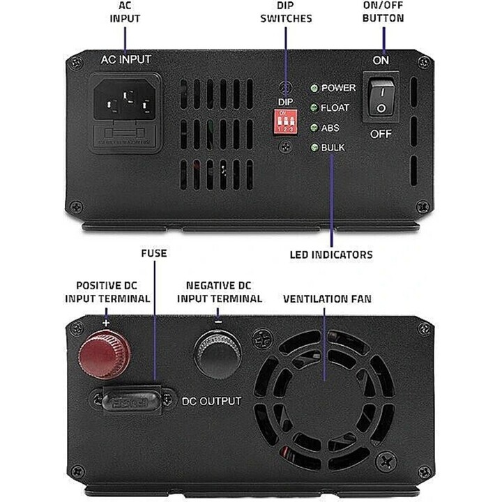 Qoltec Monolith Smart Battery Charger for LiFePO4 AGM GEL SLA Batteries | 20A | 12V
