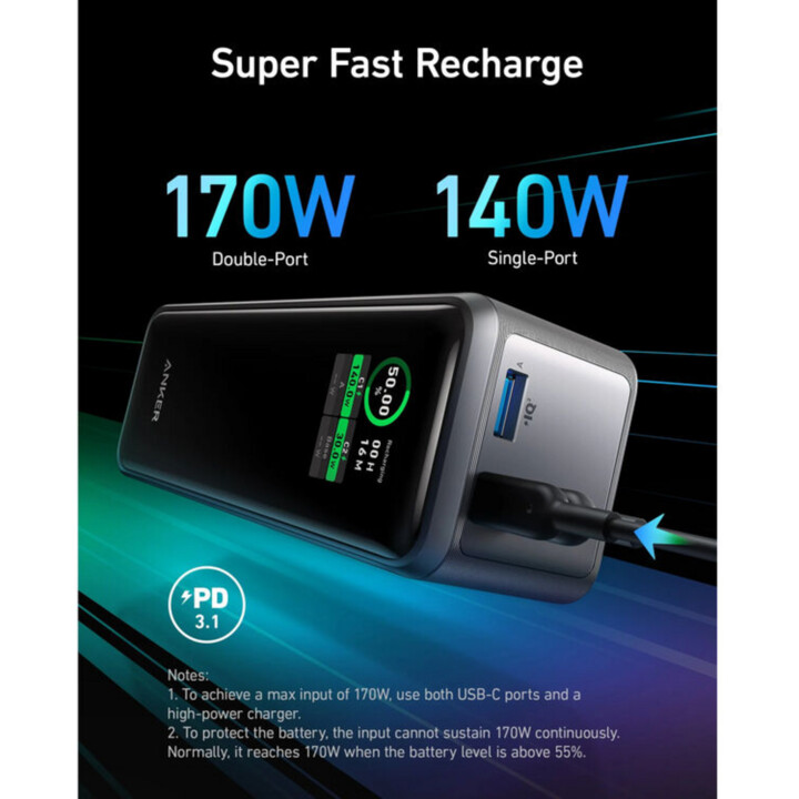 Powerbank Anker 737 Prime 250W PD 27650 mAh