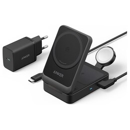 Cargador magnético Anker MagGo 15W 3 en 1, negro
