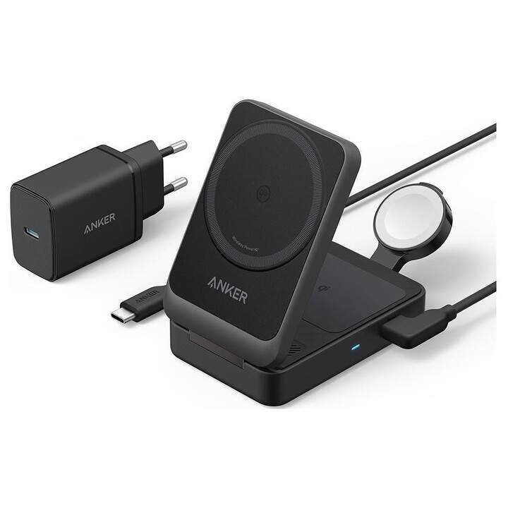 Chargeur magnétique Anker MagGo 15W 3en1, noir