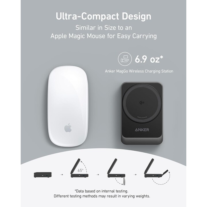 Chargeur magnétique Anker MagGo 15W 3en1, noir