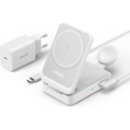 Cargador magnético Anker MagGo 15W 3 en 1, blanco
