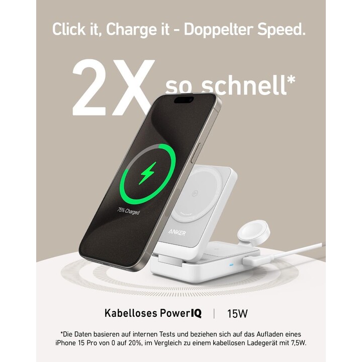 Anker MagGo 15W 3in1 magnetic charger, white