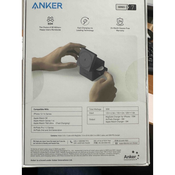 Anker Innovations Y1811G11 cargador de dispositivo móvil Auriculares, Smartphone, Reloj inteligente Negro Corriente alterna, USB
