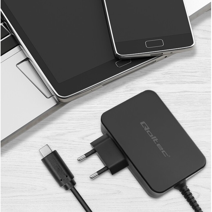 Qoltec PD 120W Turbo Cargador rápido | 5-28V | 3-4.5A | USB-C | Negro