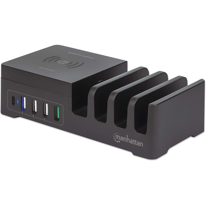 Manhattan 102230 Estación de Carga Power Delivery Pad Carga Inalámbrica Qi™ 55W Negro