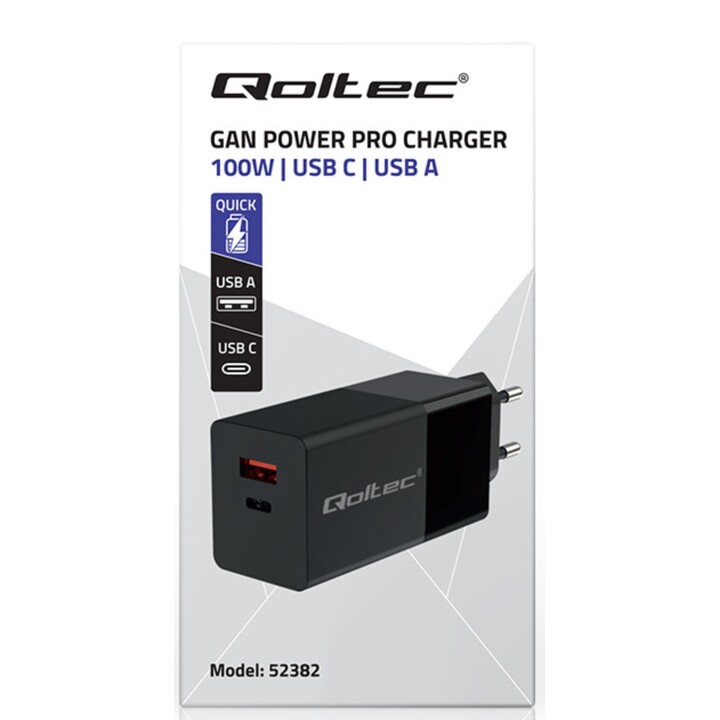 Qoltec 52382 cargador de dispositivo móvil Portátil, Consola de juegos portátil, Batería portátil, Smartphone, Reloj inteligente