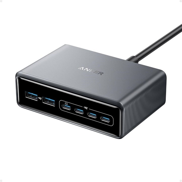 Anker Prime GaN multiport charger 2x USB-A 4x USB-C PD 200W Black