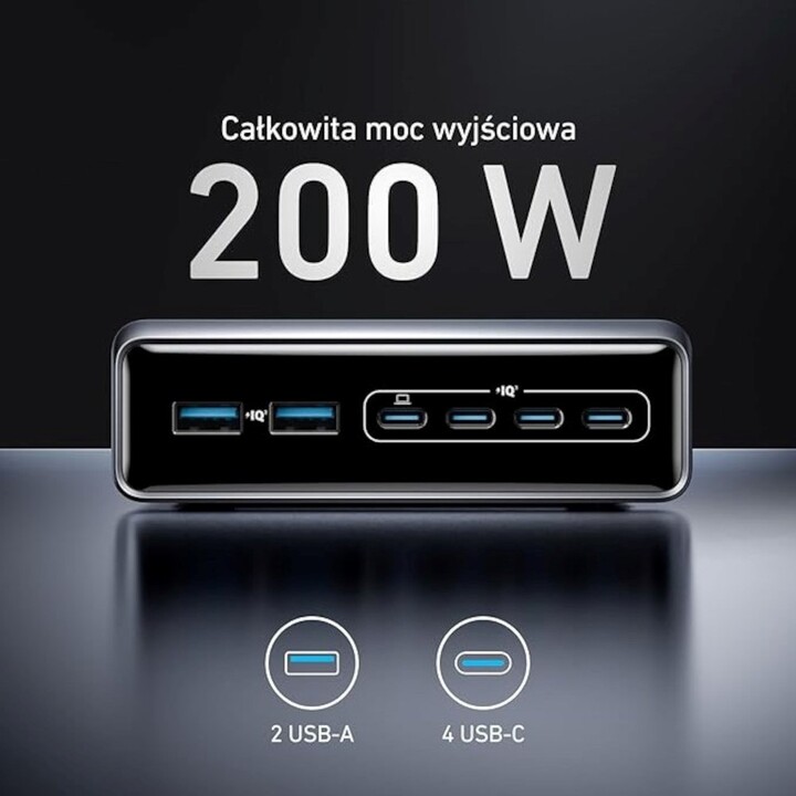 Anker Prime GaN multiport charger 2x USB-A 4x USB-C PD 200W Black