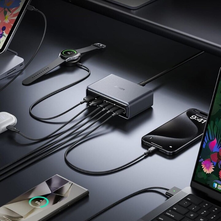 Anker Prime GaN multiport charger 2x USB-A 4x USB-C PD 200W Black