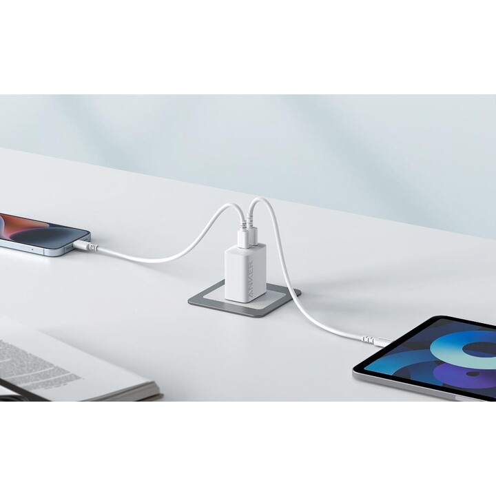 Anker 312 20W 1x USB-A 1x USB-C Cargador blanco