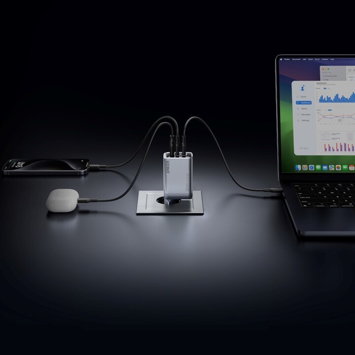 Cargador Anker Prime 100W 2x USB-C 1x USB-A con enchufe plegable