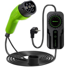 Qoltec Mobile EV Car Charger Adjustable 2in1 Type2 | SCHUKO | 3.5kW | 230V | LCD | Portable | Wallbox | 5m
