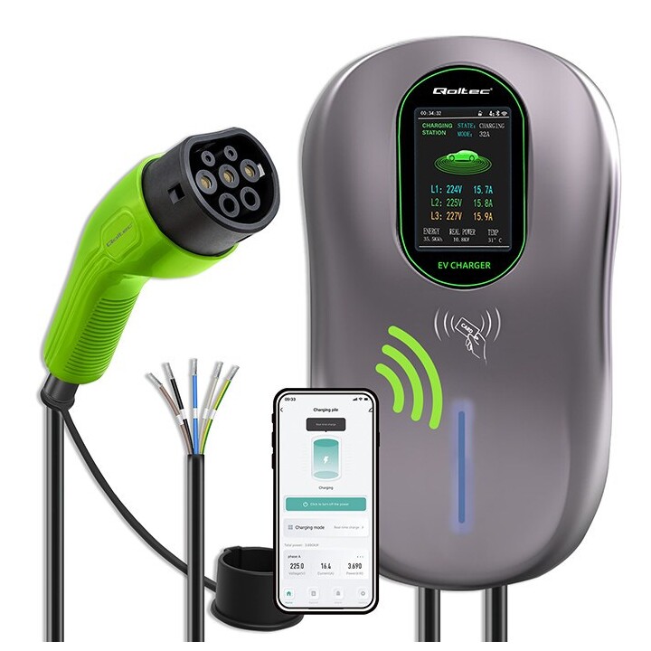 EV Ladestation 2-in-1 Typ 2, 22kW, Wi-fi, LCD