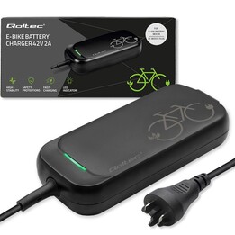 Qoltec Caricatore rapido Pro per bici Bosch 36V | 42V| 2A| Spina Bosch | impermeabile +cavo di alimentazione