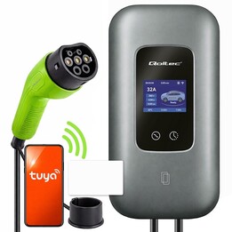 Qoltec Stacja ładowania EV Typ2 do samochodu elektrycznego i hybryd | 3 fazy | 22kW | 32A | Wi-fi | LCD | RFID | Smart life | YO