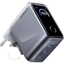Anker Prime 3-USB-C Cargador Rápido 160W Plata