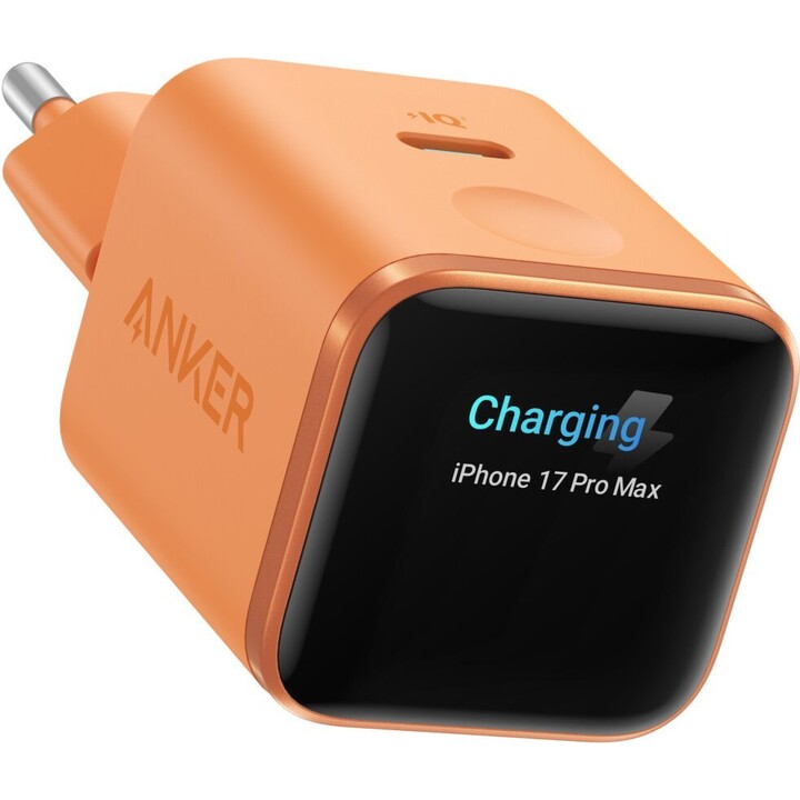 Anker Nano USB-C Cargador Rápido 45W con Display Naranja