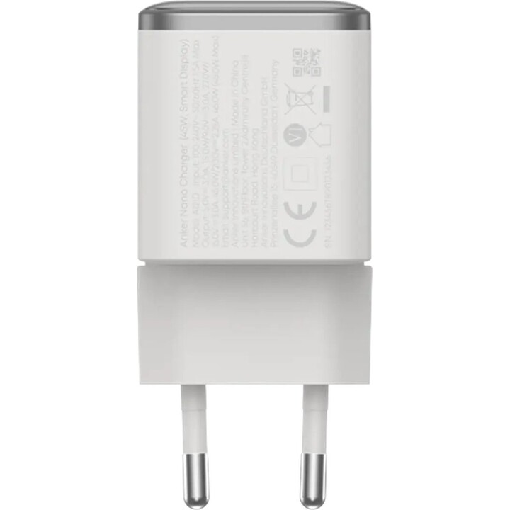 Anker Nano USB-C Cargador Rápido 45W con Display Blanco