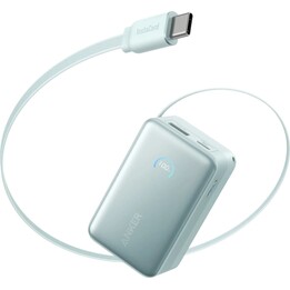 Anker Nano USB-A + USB-C Cargador Rápido Power Bank 10.000mAh Azul con Extensible Cable