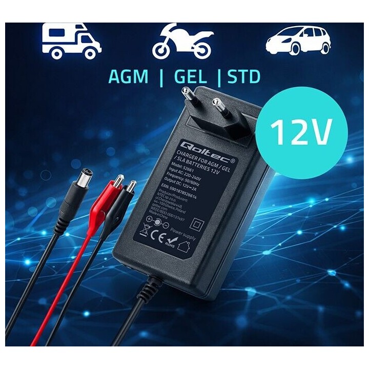 Cargador para AGM GEL STD 12V 2A 24W 5.5x2.1
