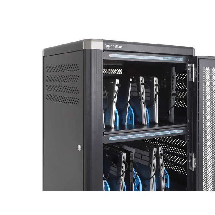 Manhattan Carro de carga USB-C 65W para 30 portátiles (hasta 16"), compatible con iPads, MacBooks y otros dispositivos USB-