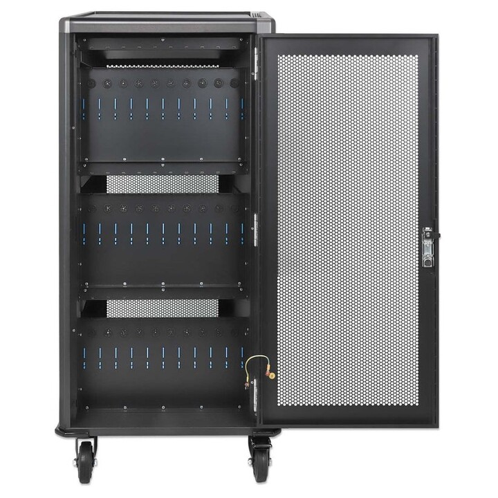 Manhattan Carro de carga USB-C 65W para 30 portátiles (hasta 16"), compatible con iPads, MacBooks y otros dispositivos USB-