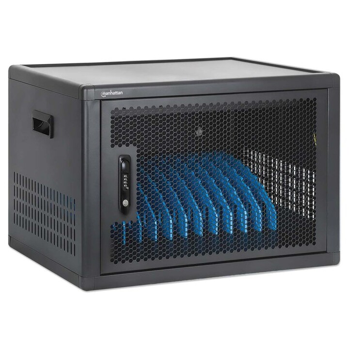 Manhattan Armario de carga de sobremesa/carro USB-C 65W para 12 portátiles (hasta 16"), compatible con iPads, MacBooks y ot