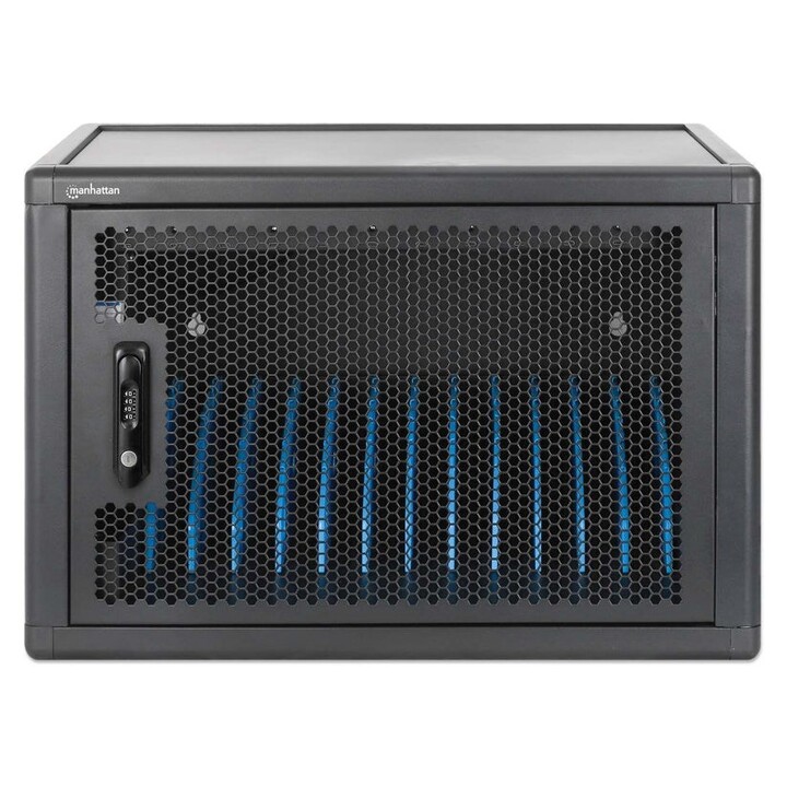 Manhattan Armario de carga de sobremesa/carro USB-C 65W para 12 portátiles (hasta 16"), compatible con iPads, MacBooks y ot