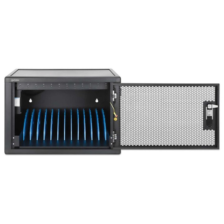 Manhattan Armario de carga de sobremesa/carro USB-C 65W para 12 portátiles (hasta 16"), compatible con iPads, MacBooks y ot
