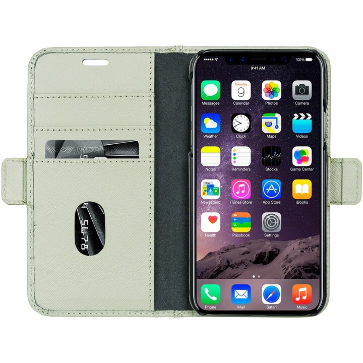 dbramante1928 New York folio case for iPhone X/Xs green ivory