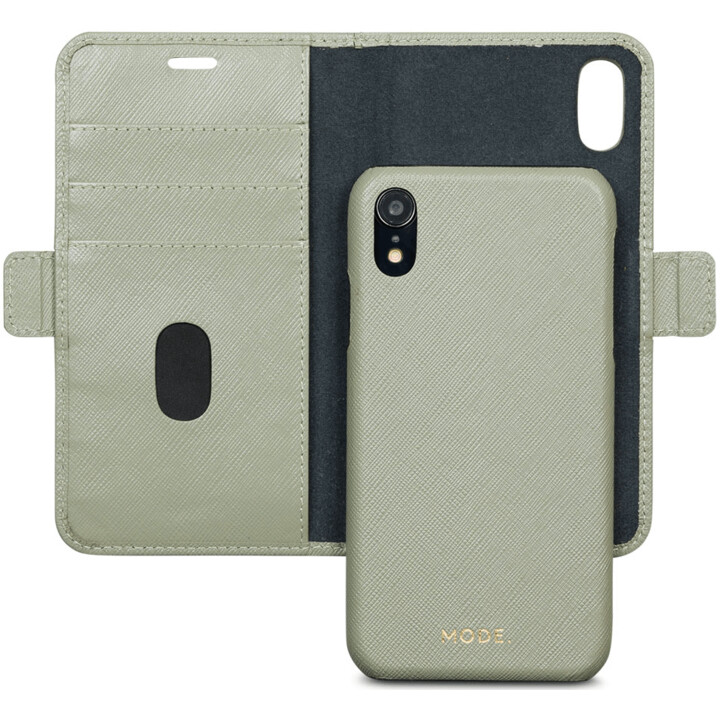 dbramante1928 New York funda tipo folio para iPhone XR de cuero saffiano verde oliva