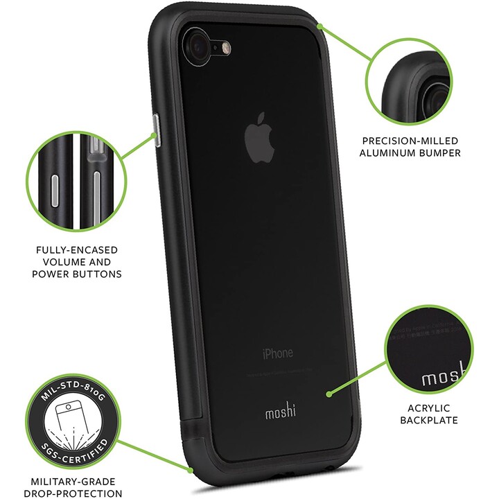 Luxe - funda protectora de metal para iPhone 8/7 / SE - Negro