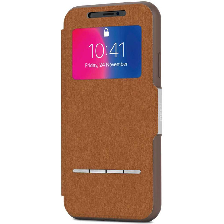 SenseCover for iPhone XS/X - hardshell case/touch-sensitive cover - Caramel Brown
