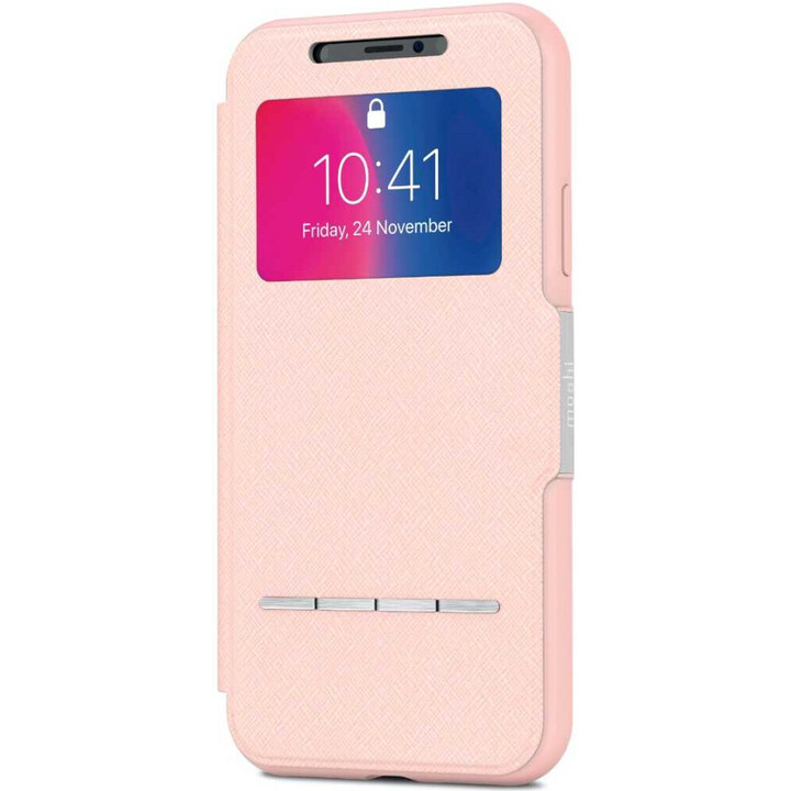 SenseCover for iPhone XS/X - hardshell case with touch-sensitive cover - Luna Pink