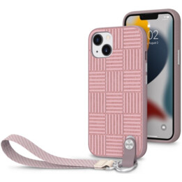 Moshi Altra funda para iPhone 13 texturizada con correa de muñeca rosa