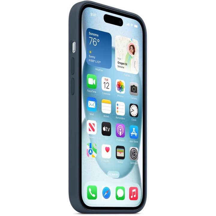 Apple Silicone Case with MagSafe Storm Blue, for iPhone 15, MT0N3ZM/A