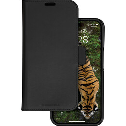 New York - 2-in-1 Leather Wallet for iPhone 15 Pro - Night Black