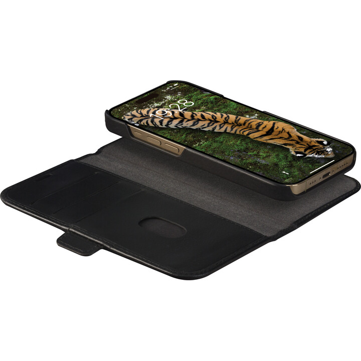 New York – 2-in-1-Leder-GeldbörsefüriPhone 15 Pro – Nacht Schwarz