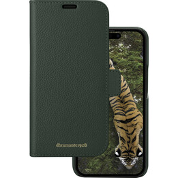 New York - 2-in-1 Leather Wallet for iPhone 15 Pro - Evergreen