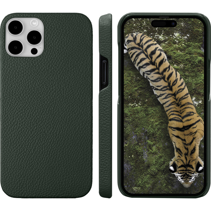New York - 2-in-1 Leather Wallet for iPhone 15 Pro - Evergreen
