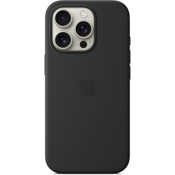 Funda de silicona MagSafe para iPhone 16 Pro de Apple con MagSafe en color negro
