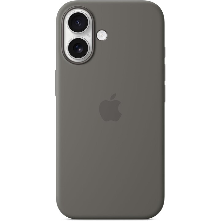 Capa de silicone Apple com MagSafe para iPhone 16 - Cinza pedra