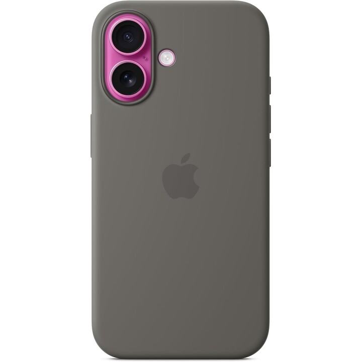 Capa de silicone Apple com MagSafe para iPhone 16 - Cinza pedra